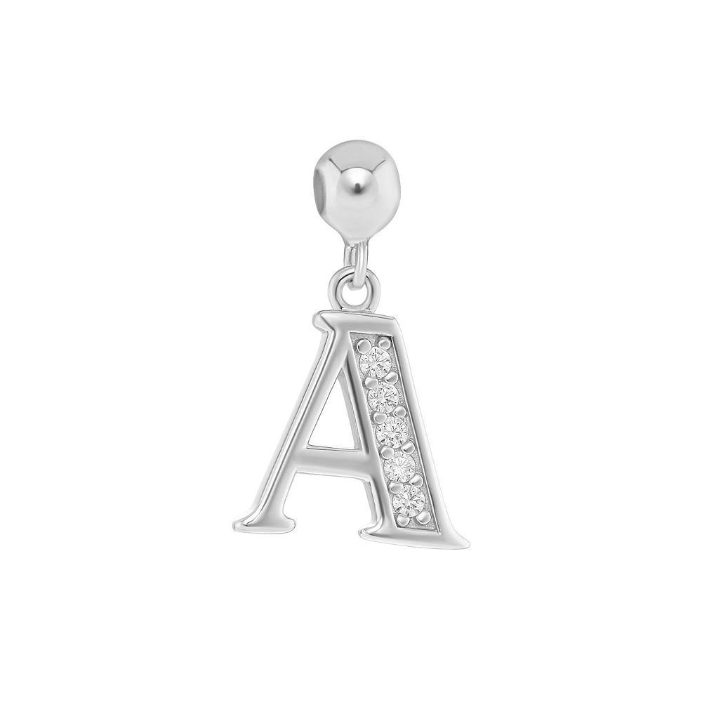 PRIMROSE 18k Gold Plated Pave Cubic Zirconia Initial Sliding Charm, Women's, Yellow Gold Tone S Product Image