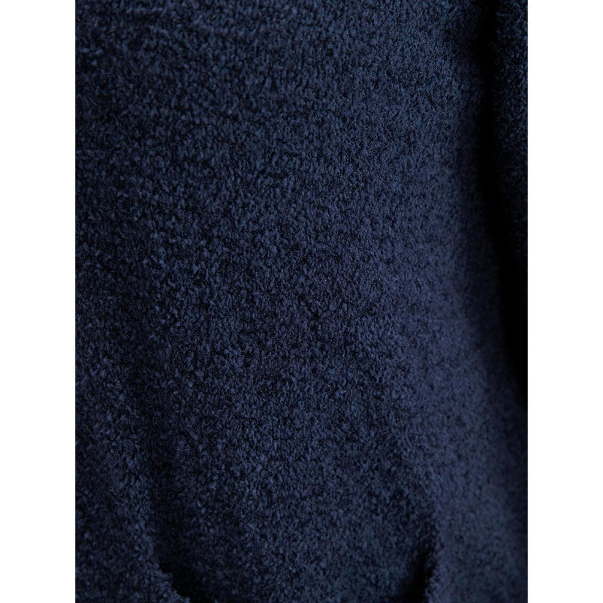 Plus Size Solid Super Soft Plush Knit Open Front Cardigan DarkBlue Women Casual Loose Long Sleeve Work Cardigans BloomChic 30/6X Product Image