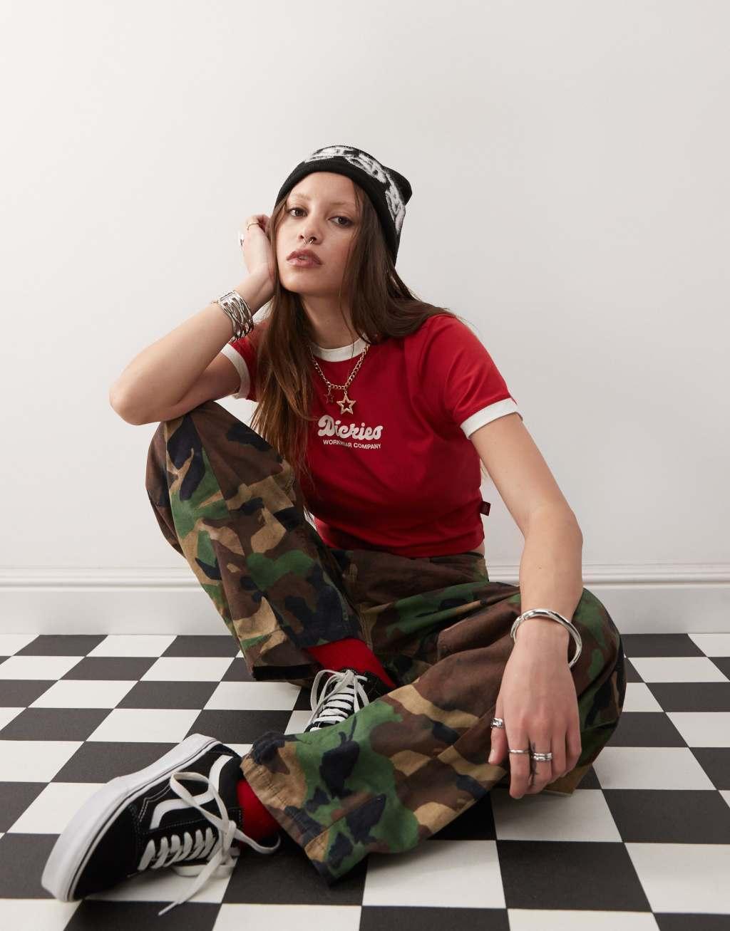 Dickies Lewistown ringer T-shirt in red Product Image