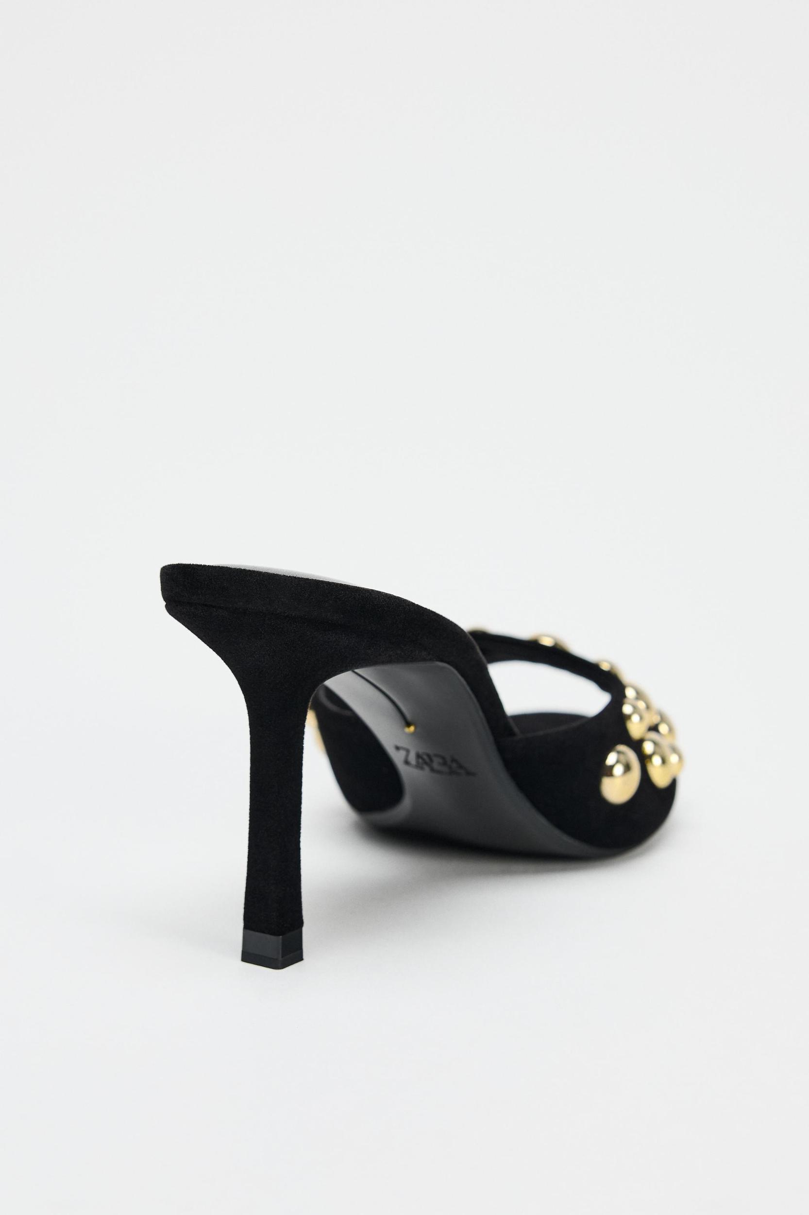VELVET LOOK STUDDED SANDALS Product Image