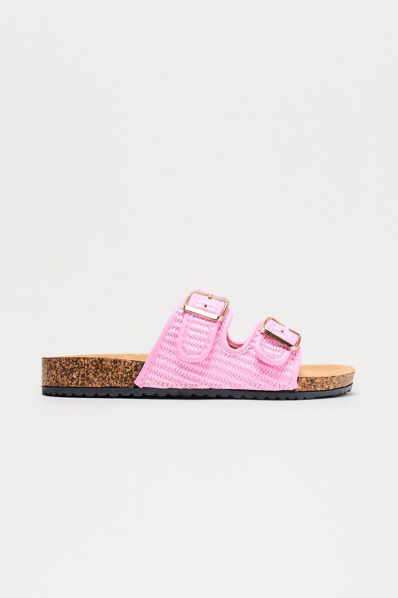 Flounder Raffia Buckle Sandals - Pink Product Image