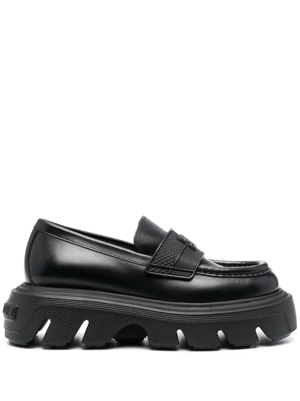 CASADEI Generation C Logo-embossed Loafers In Nero Neri E Grigi Product Image