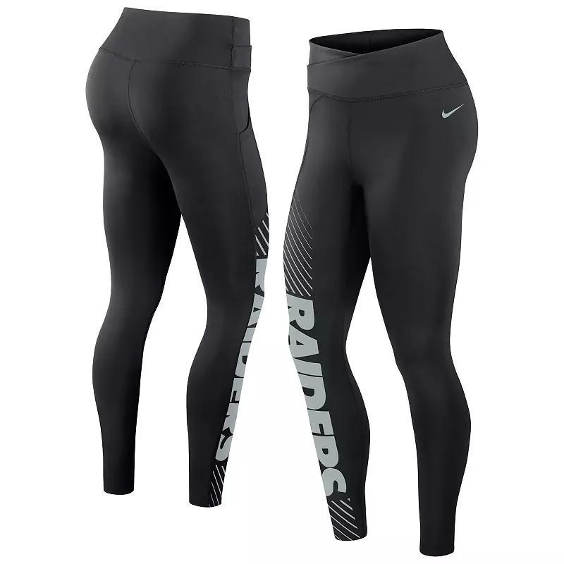 Women's Nike Black Las Vegas Raiders Yard Line Crossover Leggings, Size: XS, Lvr Black Product Image