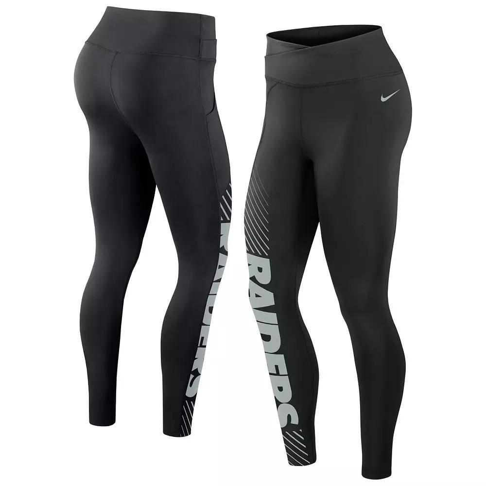 Women's Nike Black Las Vegas Raiders Yard Line Crossover Leggings, Size: XS, Lvr Black Product Image
