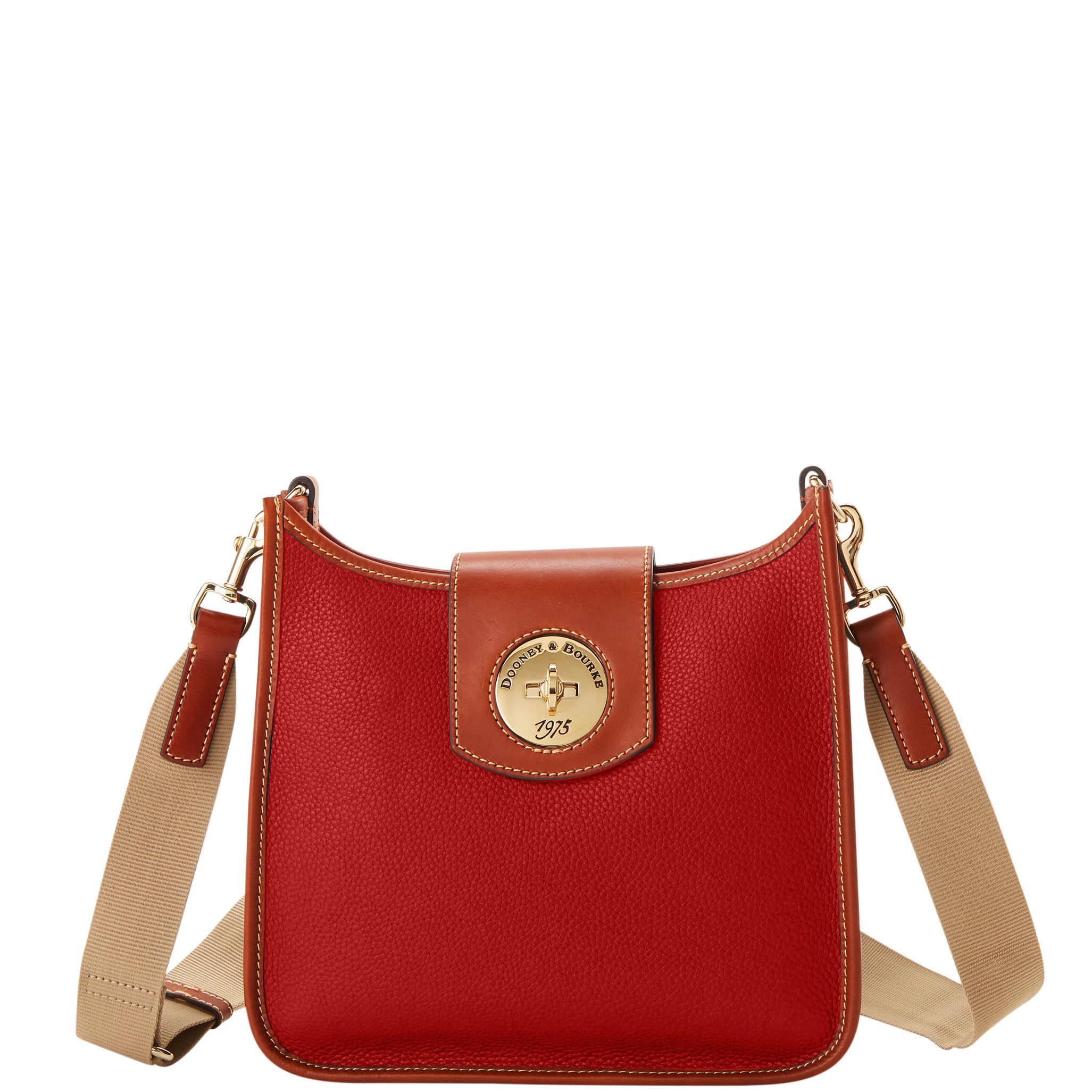Dooney & Bourke Womens Pebble Turnlock Leather Messenger 28 Bag in Red Product Image
