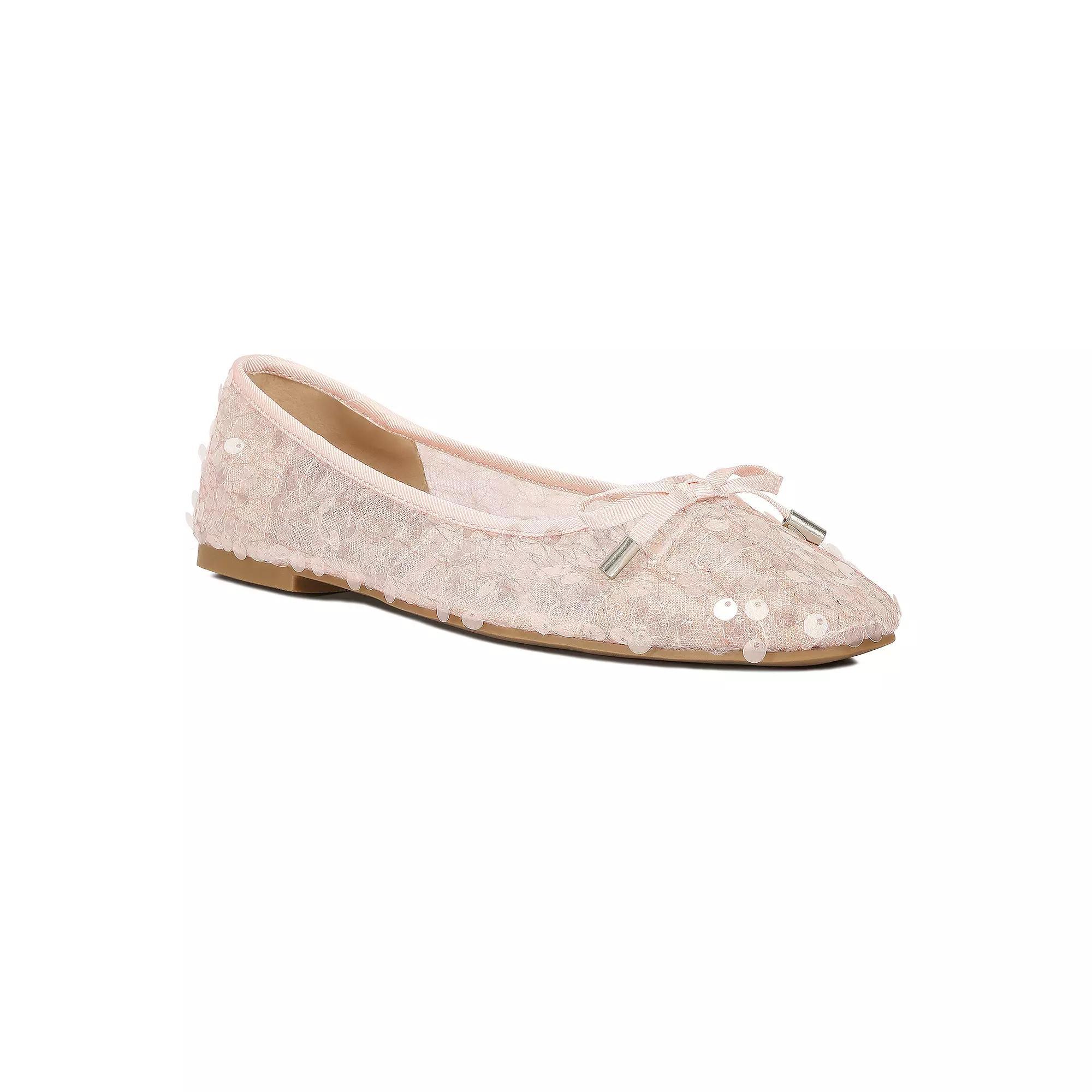London Rag Lysander Women's Sequin Sheer Ballet Flats, Size: 5, Pink Product Image