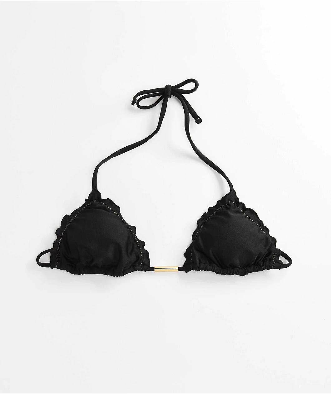 Rio De Sol Frufru Shimmer Black Triangle Bikini Top  Product Image