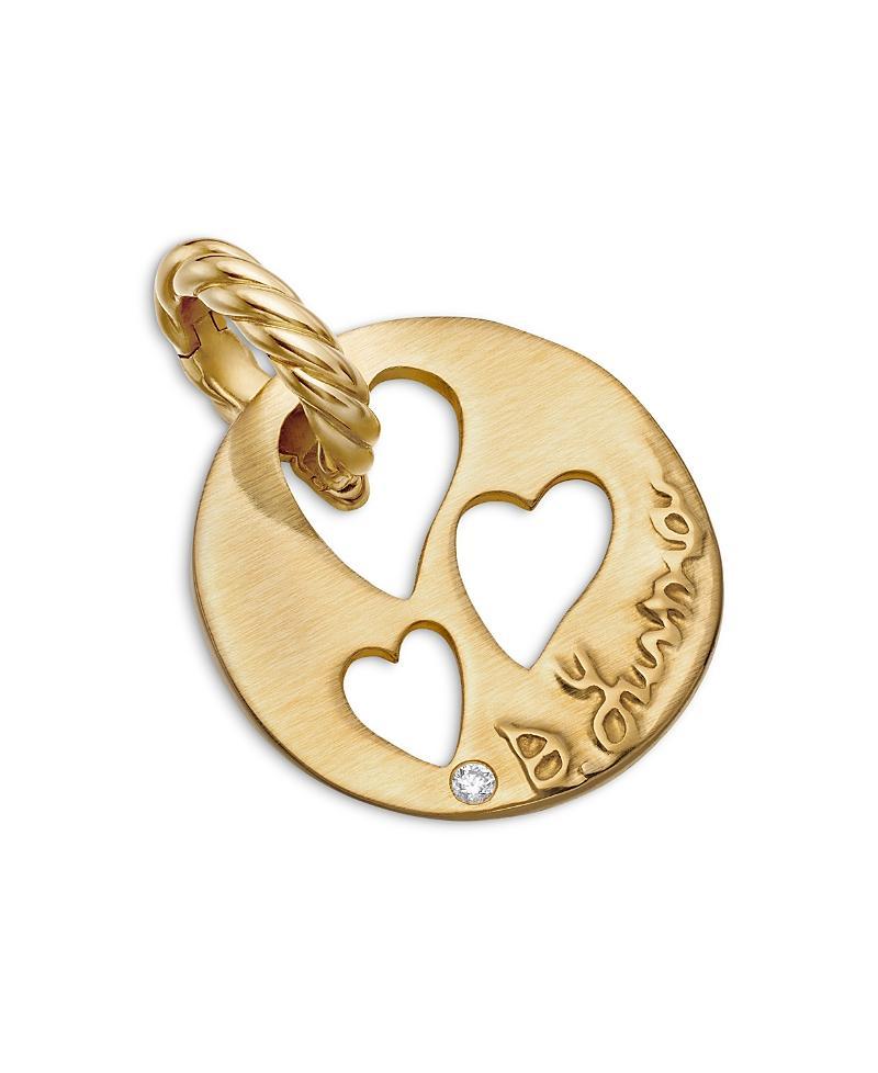 Womens DY Elements Open Hearts Pendant In 18K Yellow Gold With Diamonds Product Image
