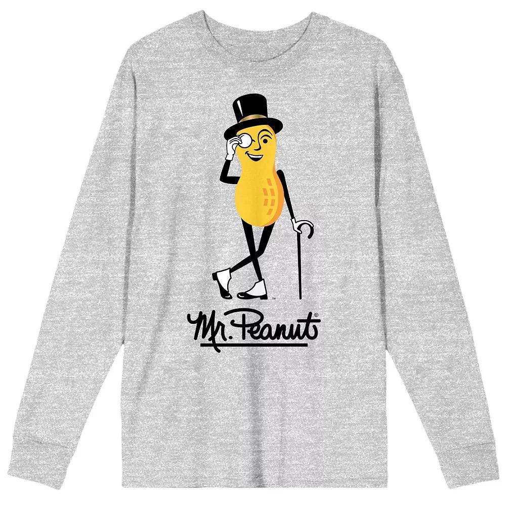 Men's Planters Mr. Peanut Long Sleeve Graphic Tee, Size: Small, Gray Product Image