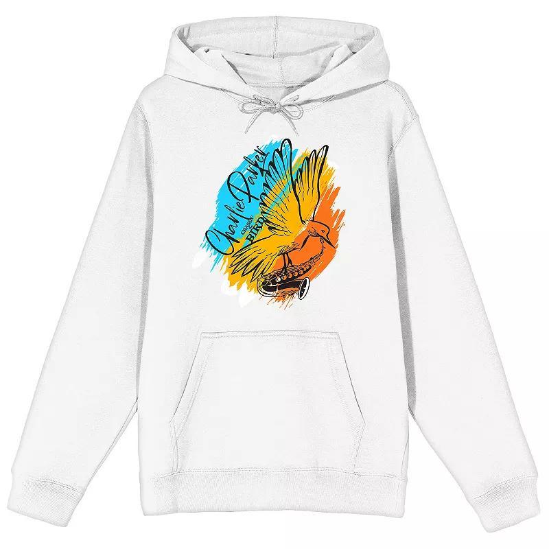 Men's Charlie Parker Bird with Sax Hoodie, Size: Large, White Product Image