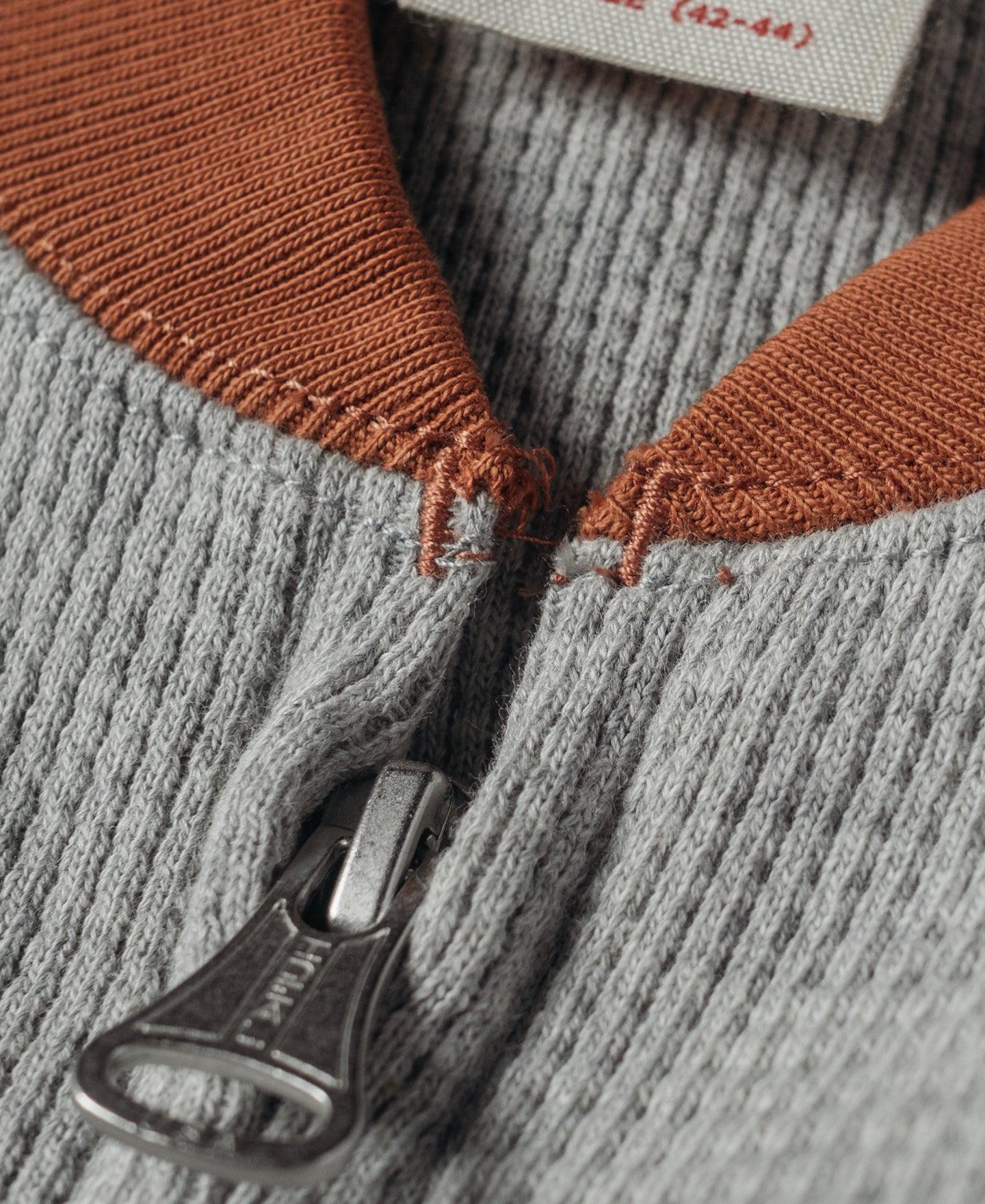 Waffle Cotton Full-Zip Track Jacket - Gray Product Image