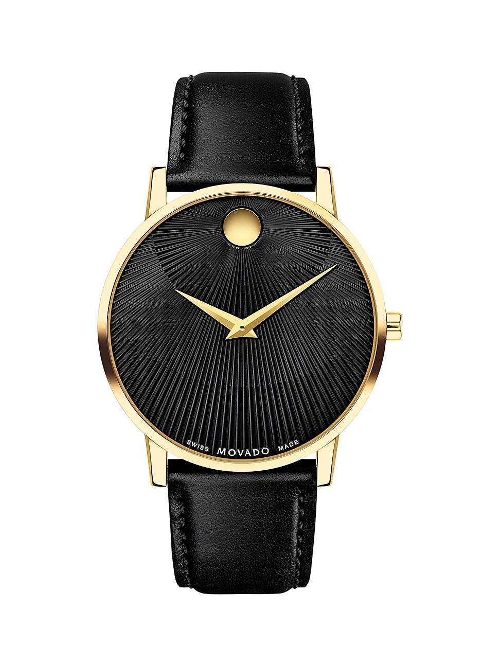 Movado Mens Museum Classic Quartz Analog Black Leather Strap Watch Product Image