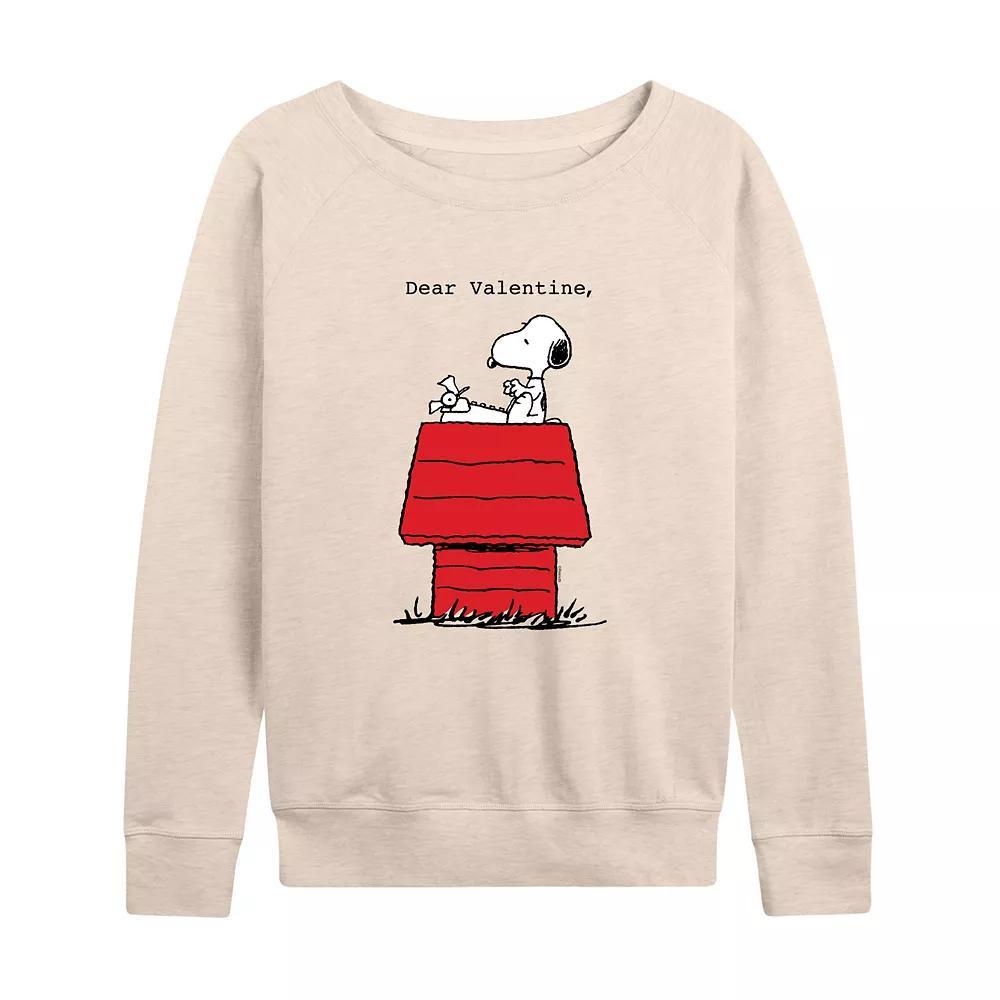 Womens Peanuts Dear Valentine Snoopy French Terry Long Sleeve Tee Product Image