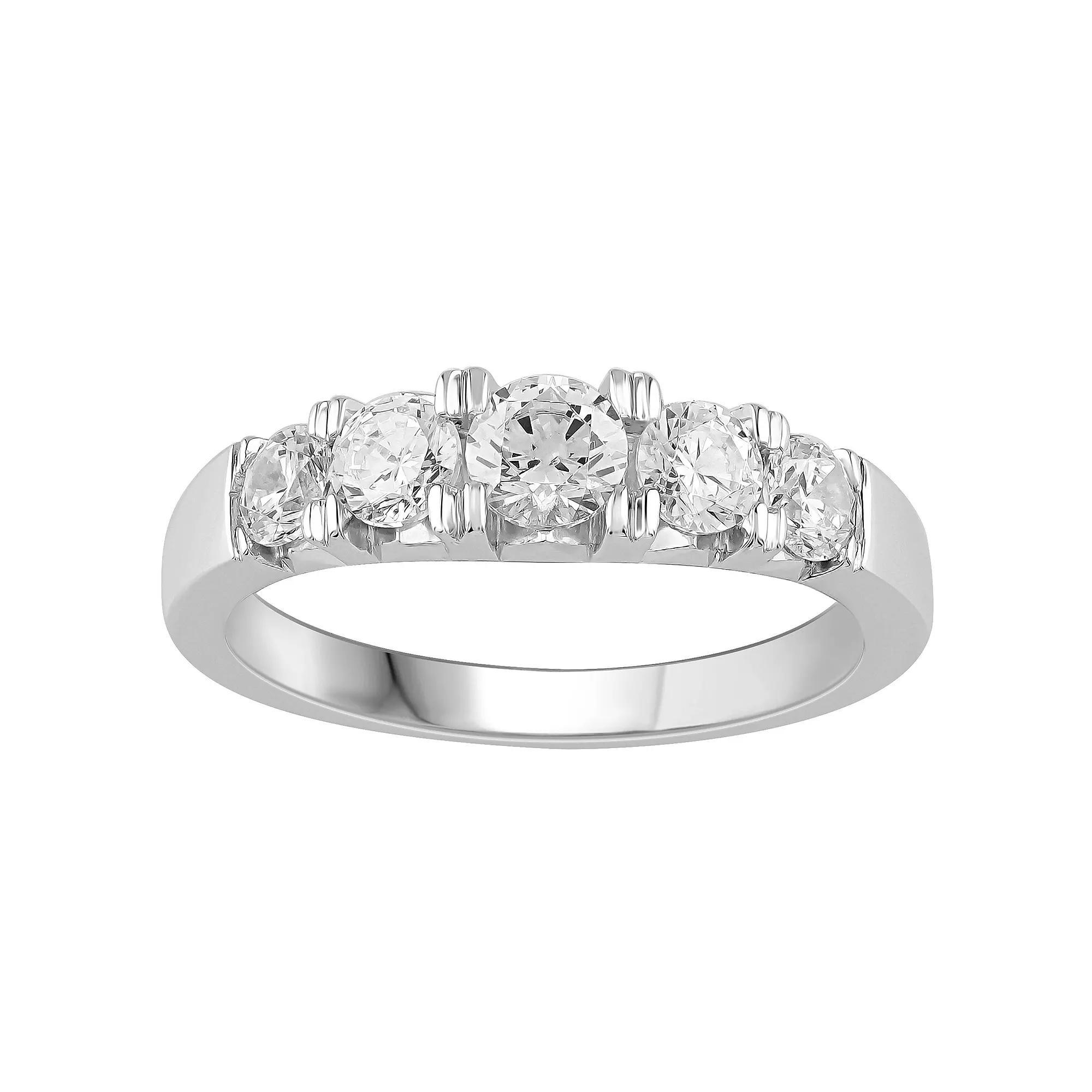 Platinum 1 Carat T.W. Diamond 5-Stone Anniversary Ring, Women's, Size: 6, White Product Image