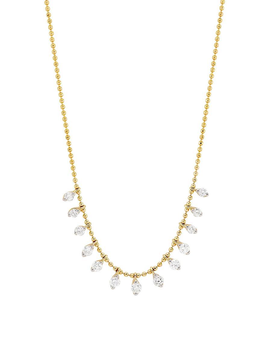 Womens 14K Yellow Gold & 0.50 TCW Diamond Station Necklace Product Image