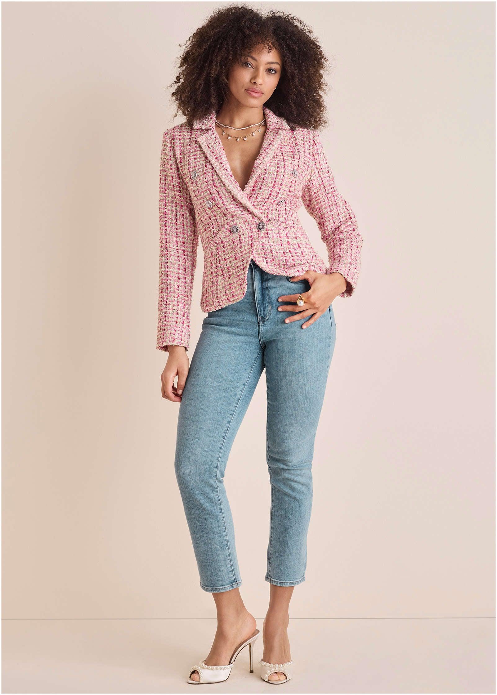 Sparkle Tweed Blazer - Pink Multi Product Image