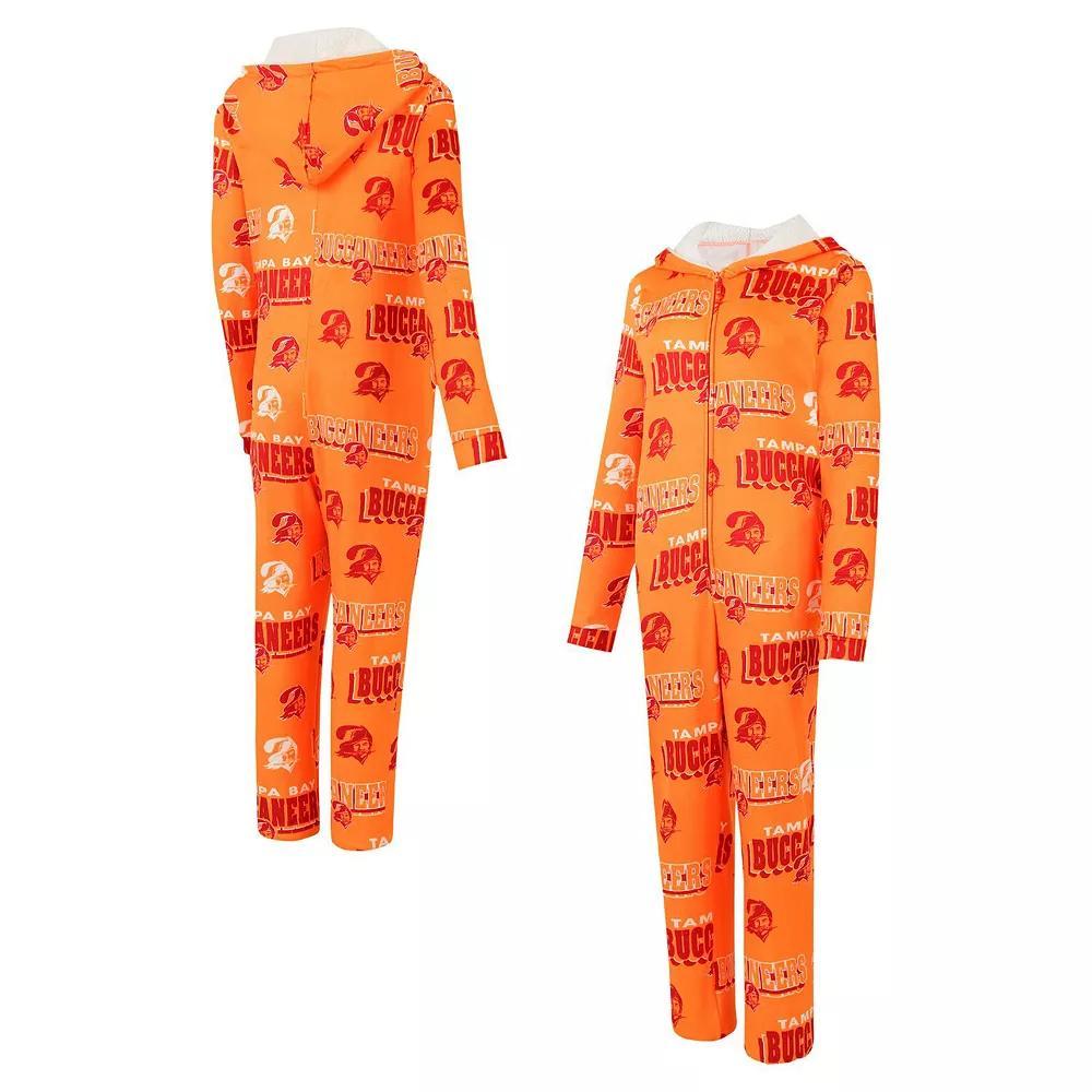 Women's Concepts Sport Orange Tampa Bay Buccaneers Throwback Roadway Allover Print Microfleece Full-Zip Union Suit, Size: XL Product Image