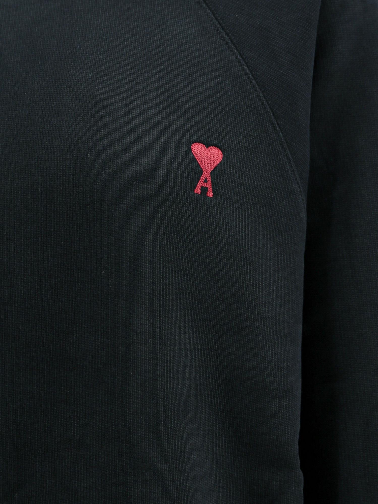 AMI ALEXANDRE MATTIUSSI Ami Classic Black Sweater With Round Neckline And Emblem Detail Product Image