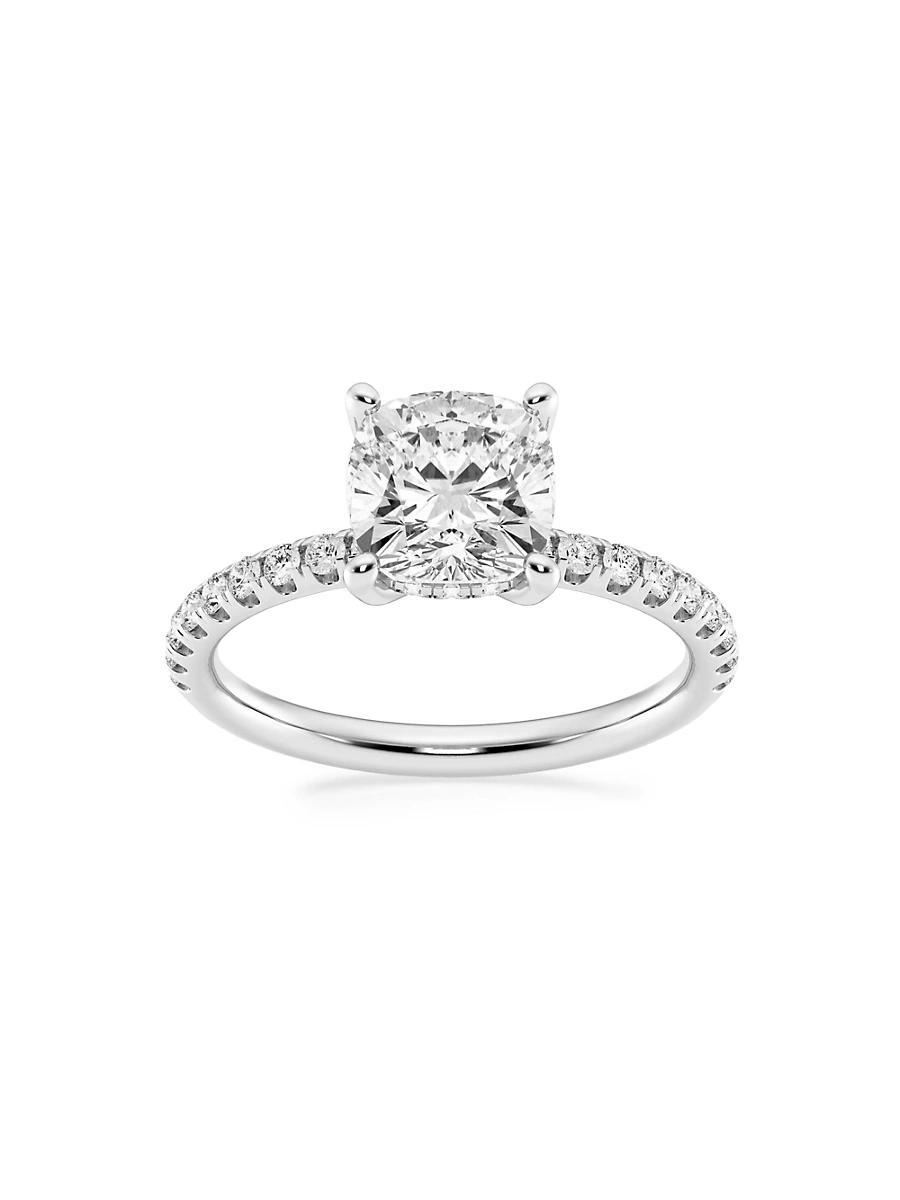 Womens 14K White Gold & Cushion-Cut Lab-Grown Diamond Hidden Halo Ring/0.80-3.41 TCW Product Image
