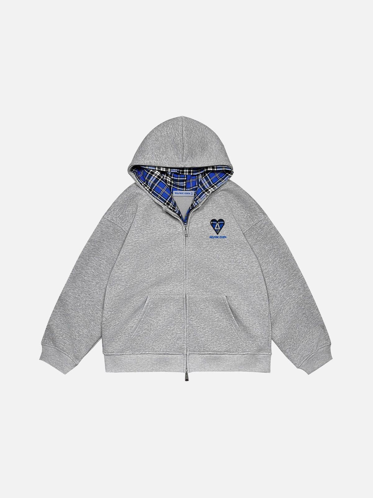 Aelfric Eden Plaid Double Layer Zip Up Hoodie Product Image