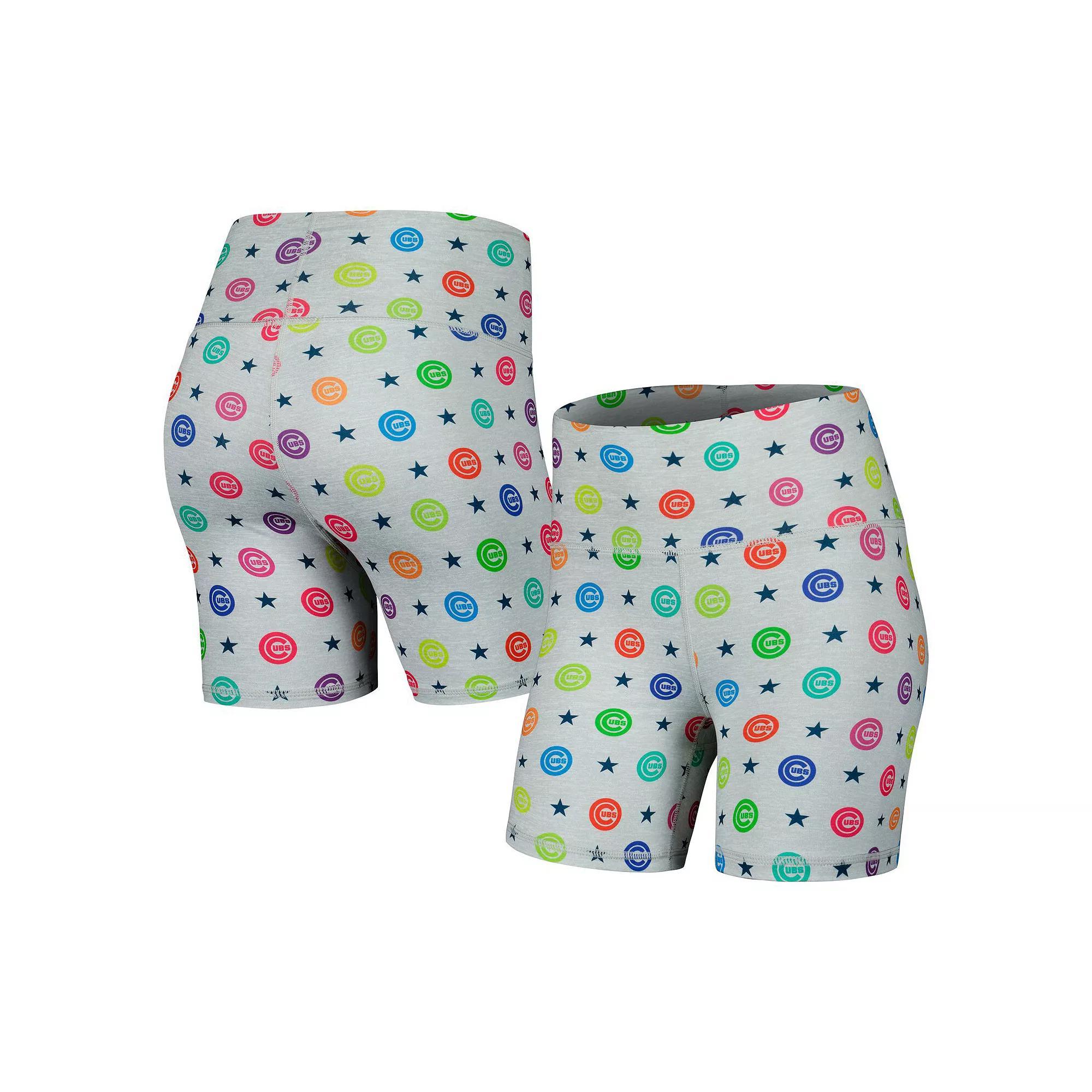 Women's Gray Chicago Cubs TLC Rainbow Shorts, Size: Small, Grey Product Image