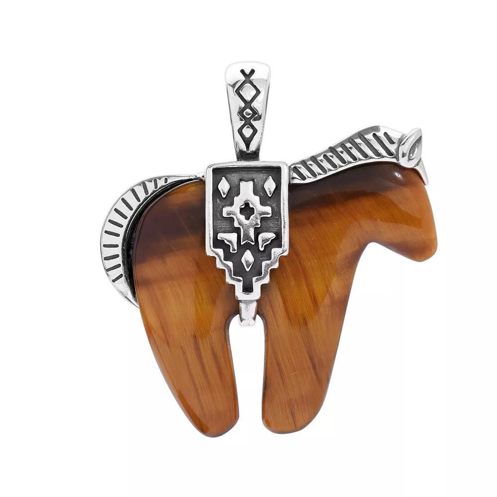 Southwest Spirit® Sterling Silver and White Howlite Horse Pendant, Women's, Tiger Eye Product Image