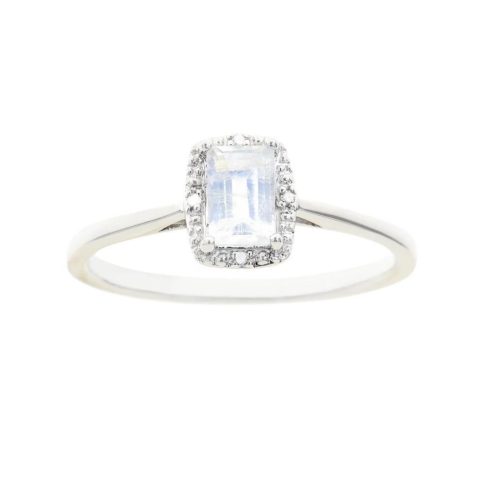 Celebration Gems Sterling Silver Opal & Diamond Accent Rectangle Halo Ring, Womens Product Image