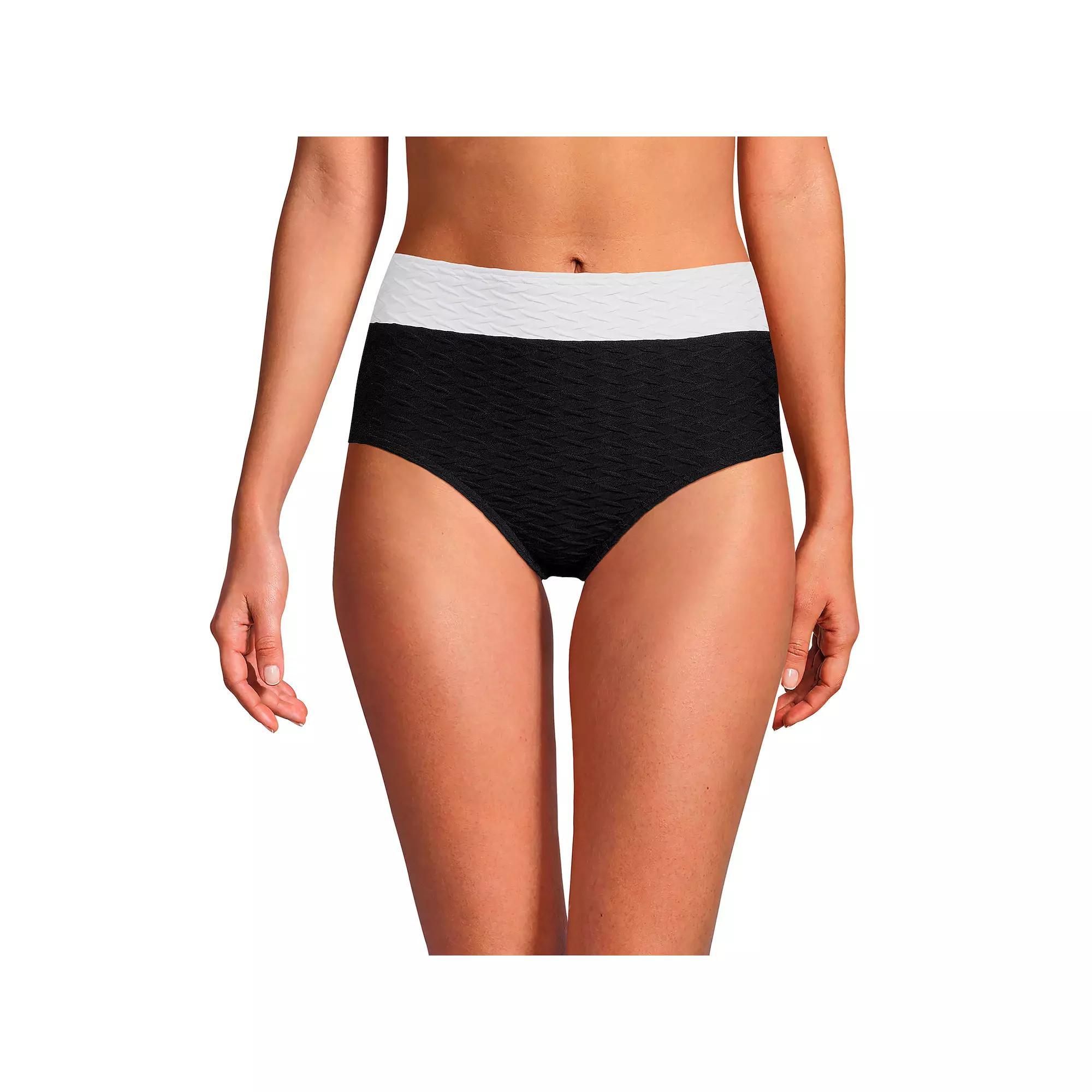 Womens Lands End Textured High Waisted Bikini Swim Bottoms Product Image