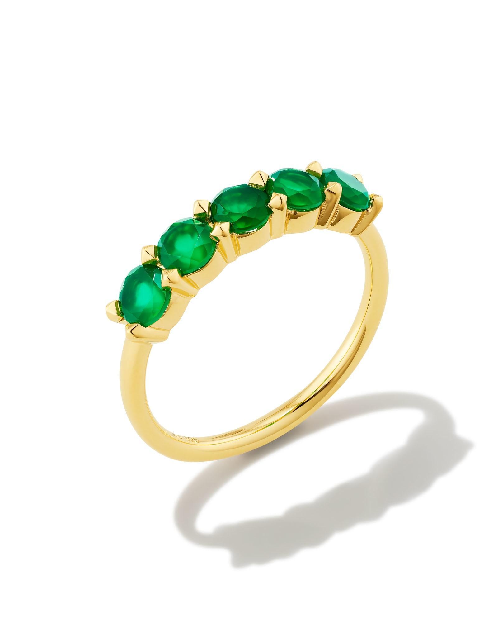 Blakely 18k Gold Vermeil Band Ring in Rainbow Moonstone Product Image