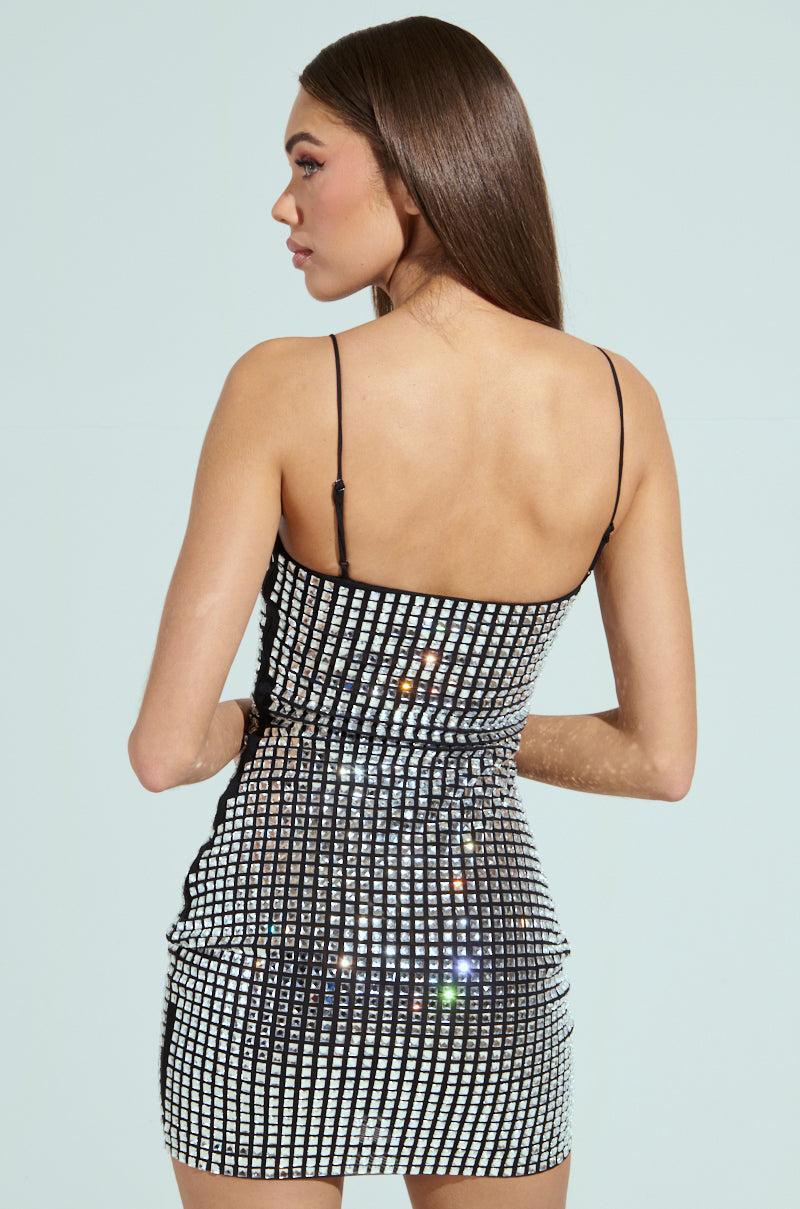 IN MY ELEMENT RHINESTONE MESH MINI DRESS Product Image