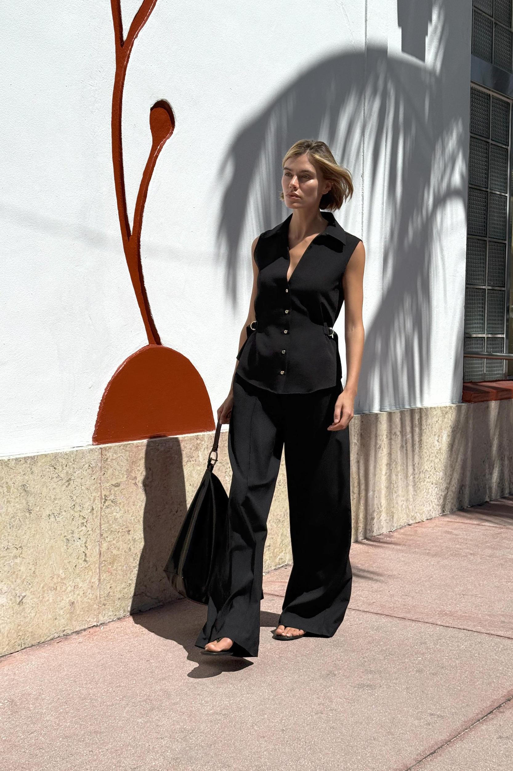 BELTED CREPE SHIRT Product Image