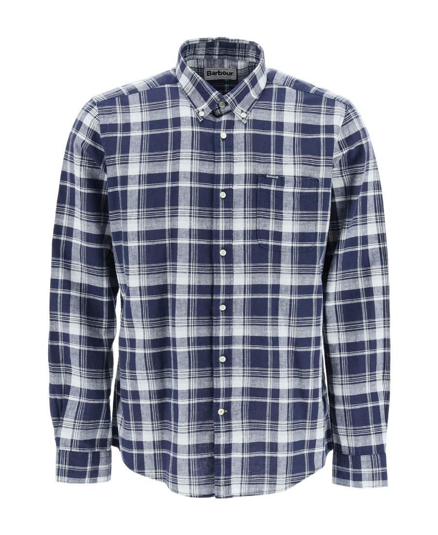 BARBOUR Checked Long-sleeved Buttoned Shirt In Blue Product Image