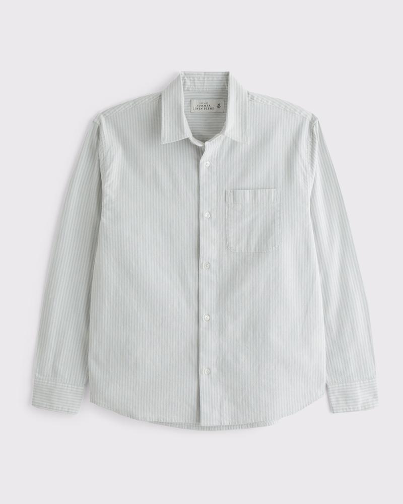 Summer Linen-Blend Button-Up Shirt Product Image