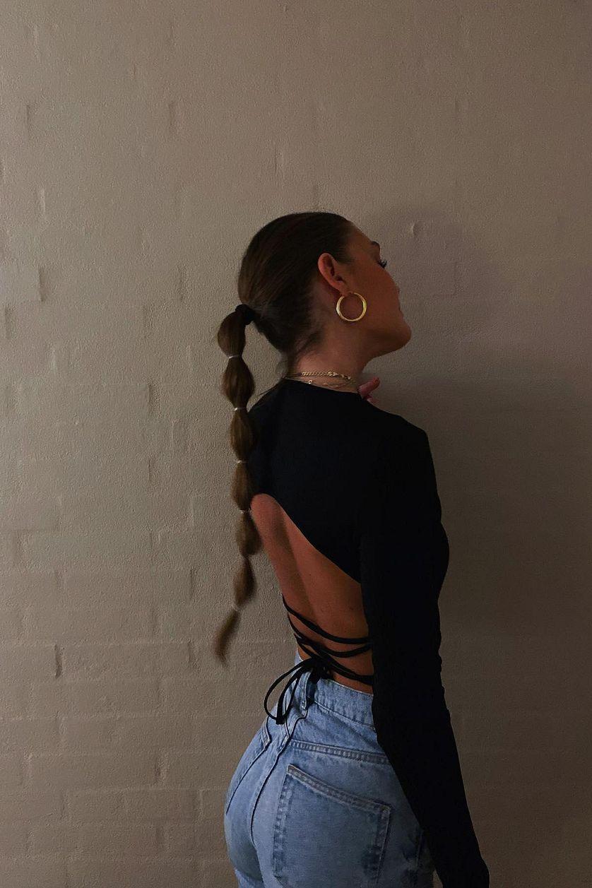 Open Back Rib Lace Detail Top Product Image