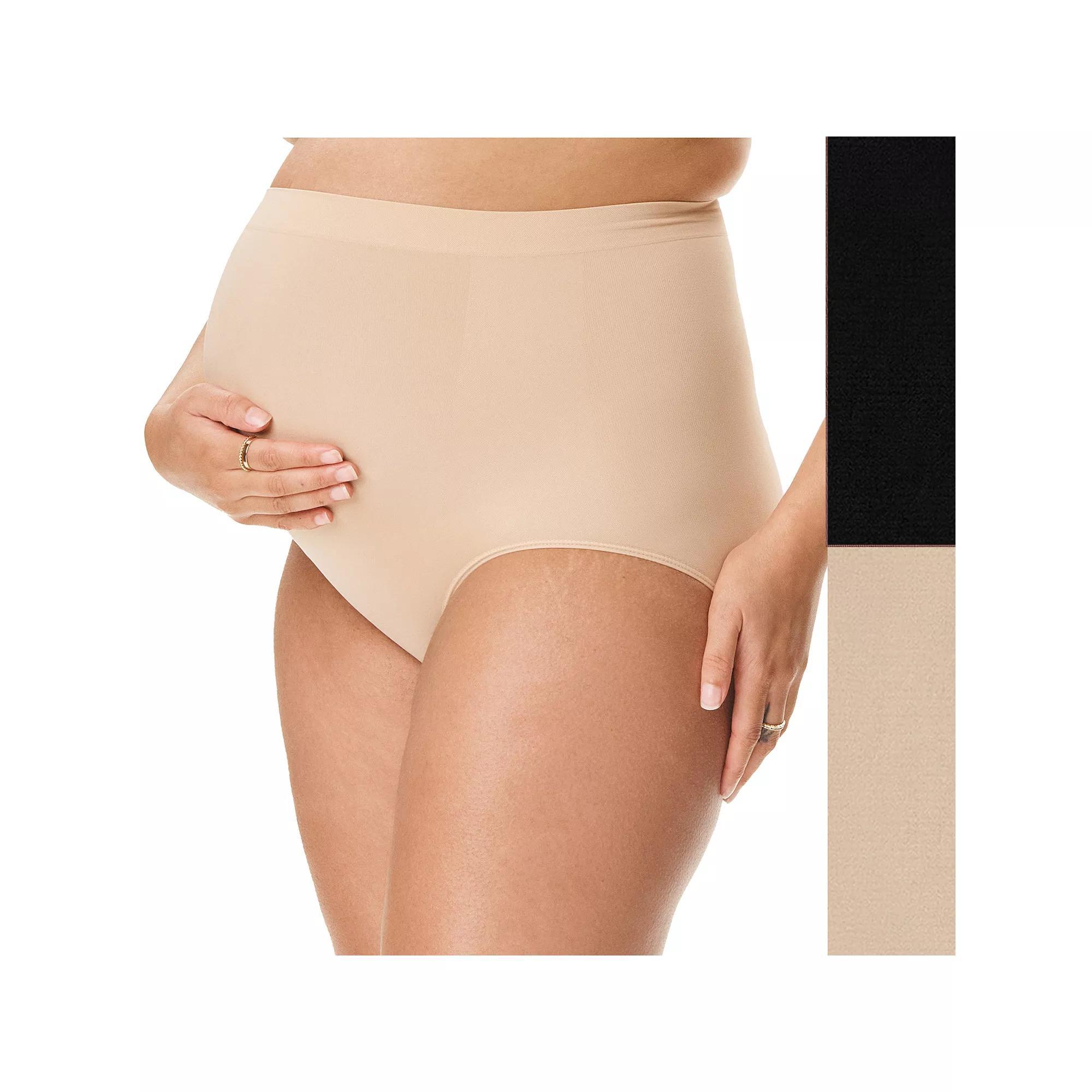 Maternity Motherhood 2 pack Seamless Over-the-Bump Hipster Panty Set, Womens Product Image