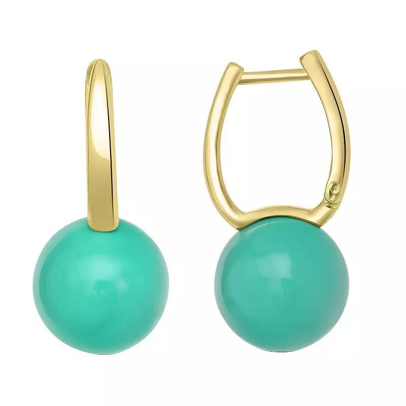 Gemistry 14k Gold Over Sterling Silver Stone Ball Huggie Earrings, Women's, White Product Image