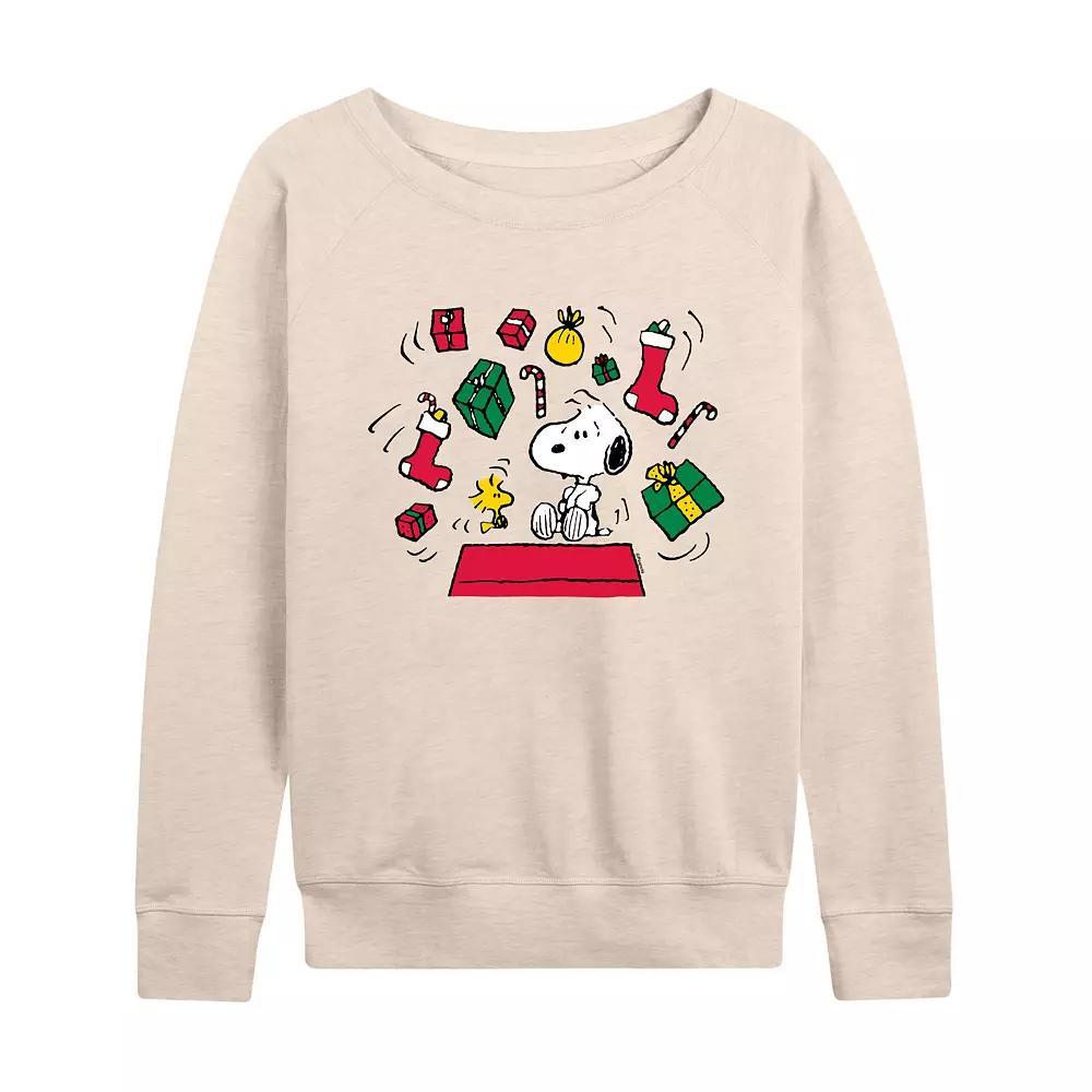 Womens Peanuts Christmas Presents French Terry Long Sleeve Tee Product Image