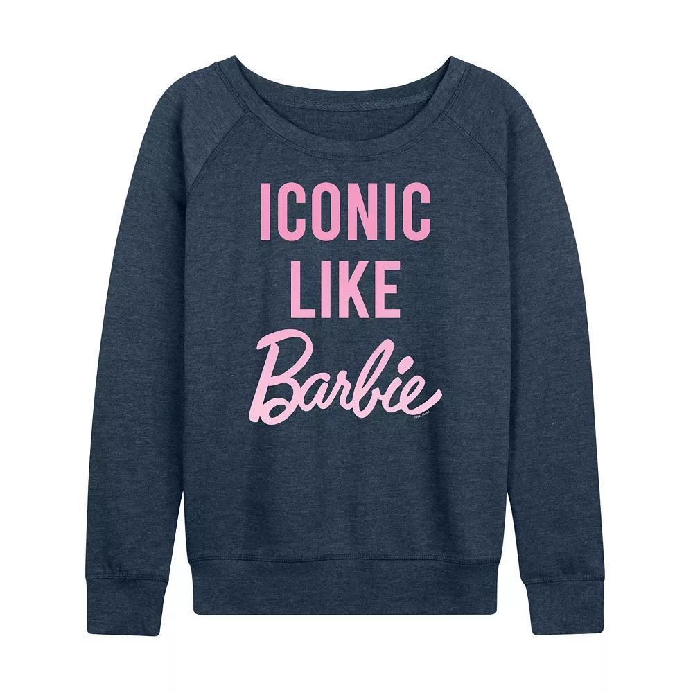 Womens Barbie Iconic French Terry Long Sleeve Tee, Girls Grey Indigo Product Image