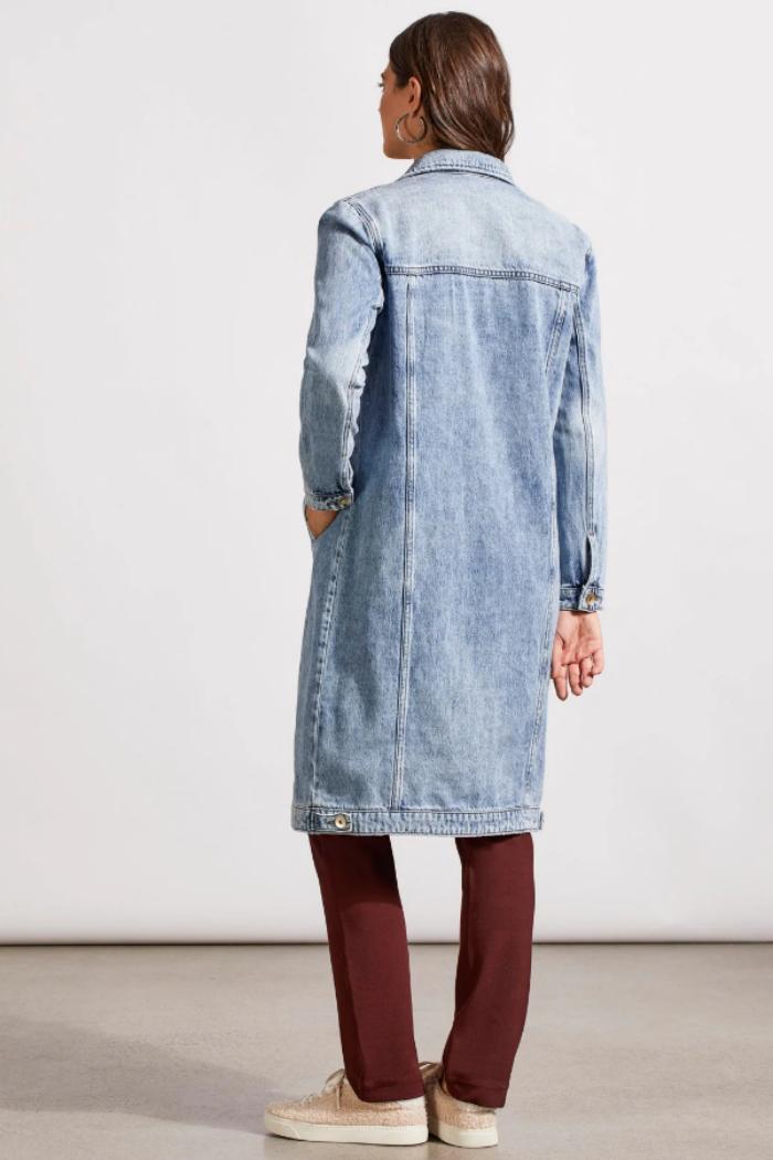 Pocketed Denim Duster Jacket Product Image