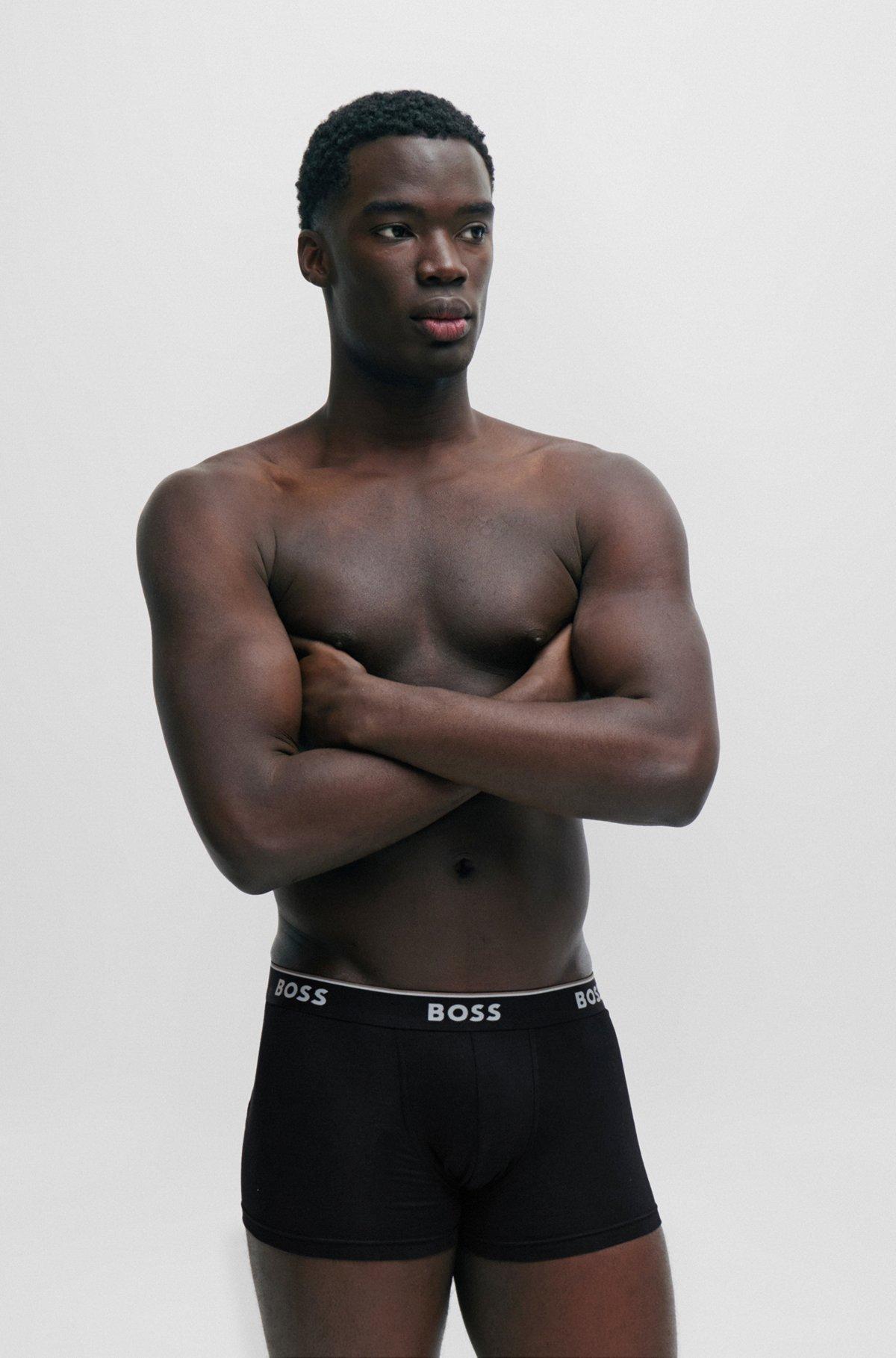 Three-pack of stretch-cotton trunks with logo waistbands Product Image