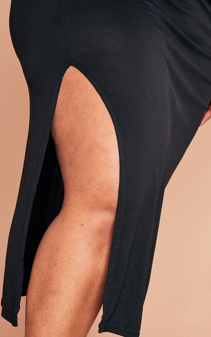 Plus Black Jersey Split Midi Dress Product Image