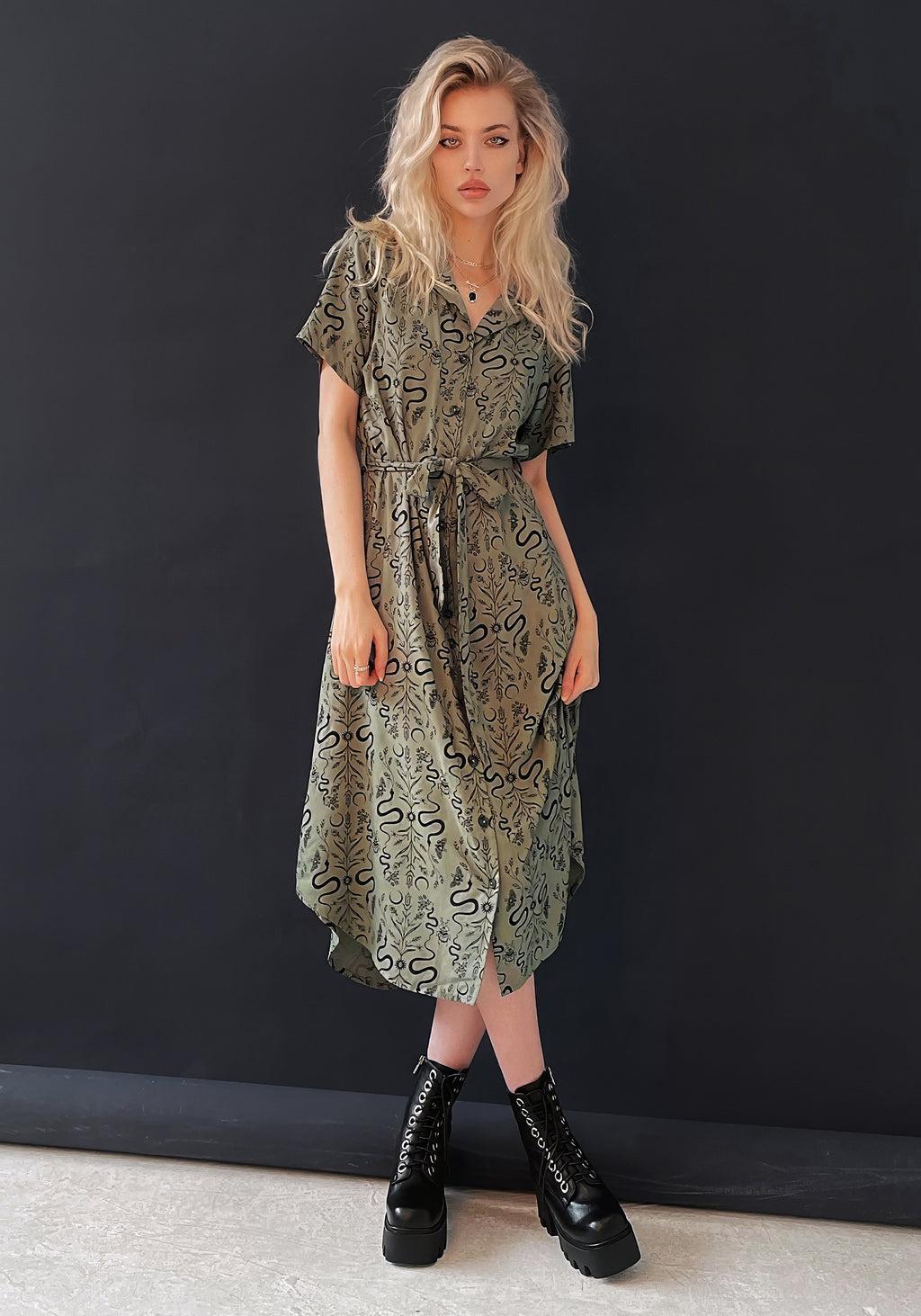Dominion Snake Print Midi Shirt Dress Product Image