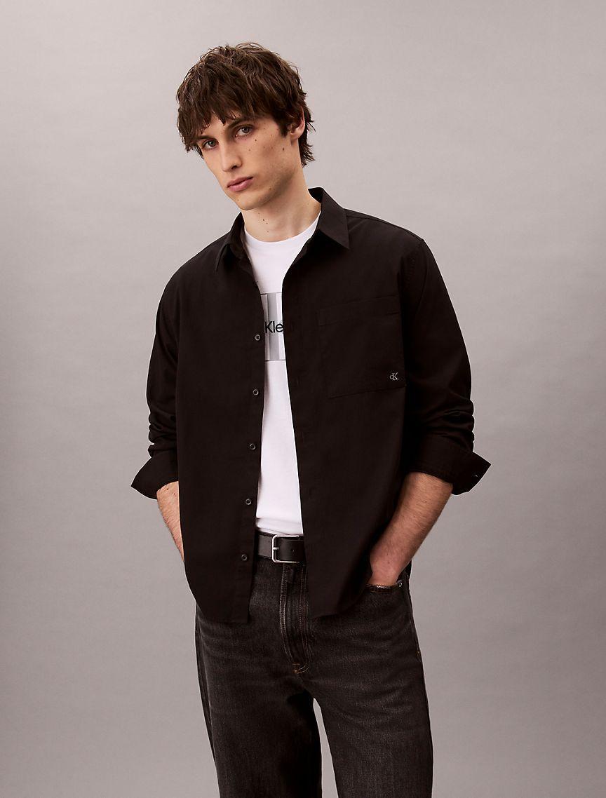 Cotton Poplin Relaxed Button-Down Shirt  Product Image