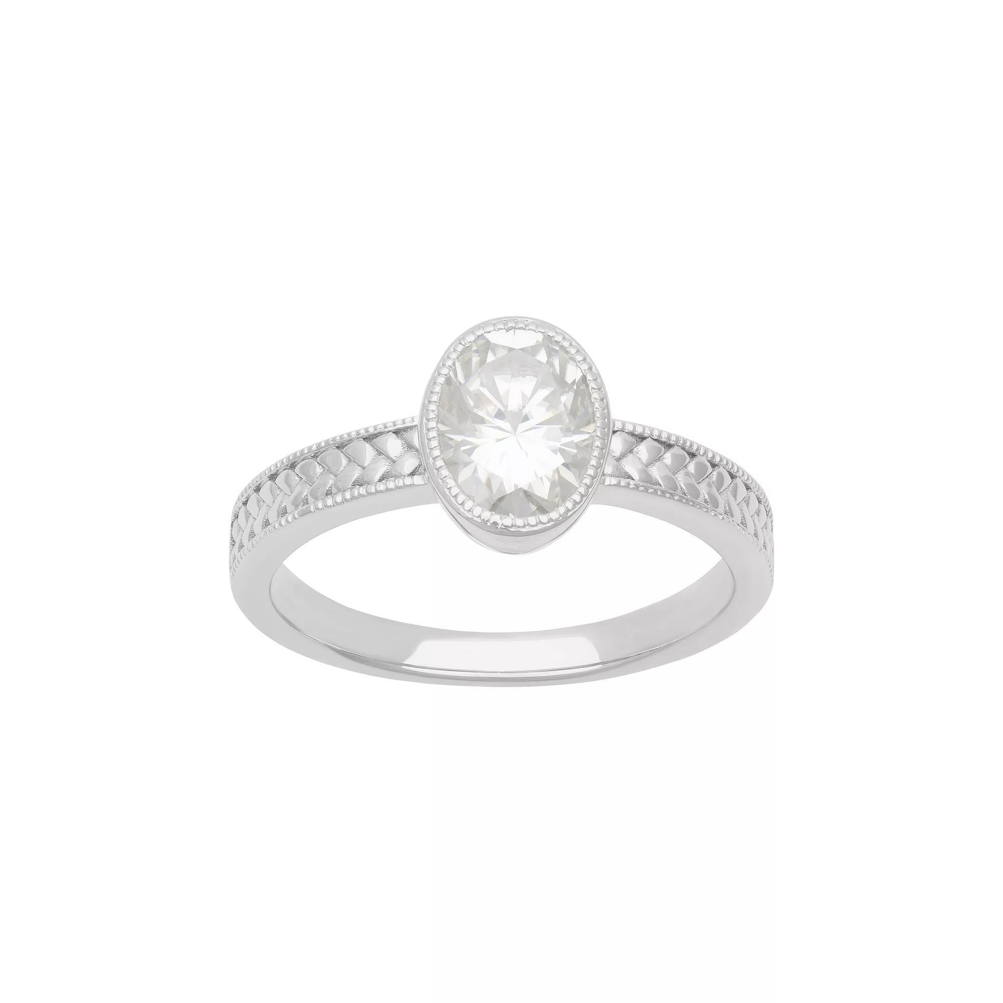 Women's Love Always Sterling Silver 1 3/8 Carat T.G.W. Oval-Cut Moissanite Braided Shank Engagement Ring, Size: 5 Product Image