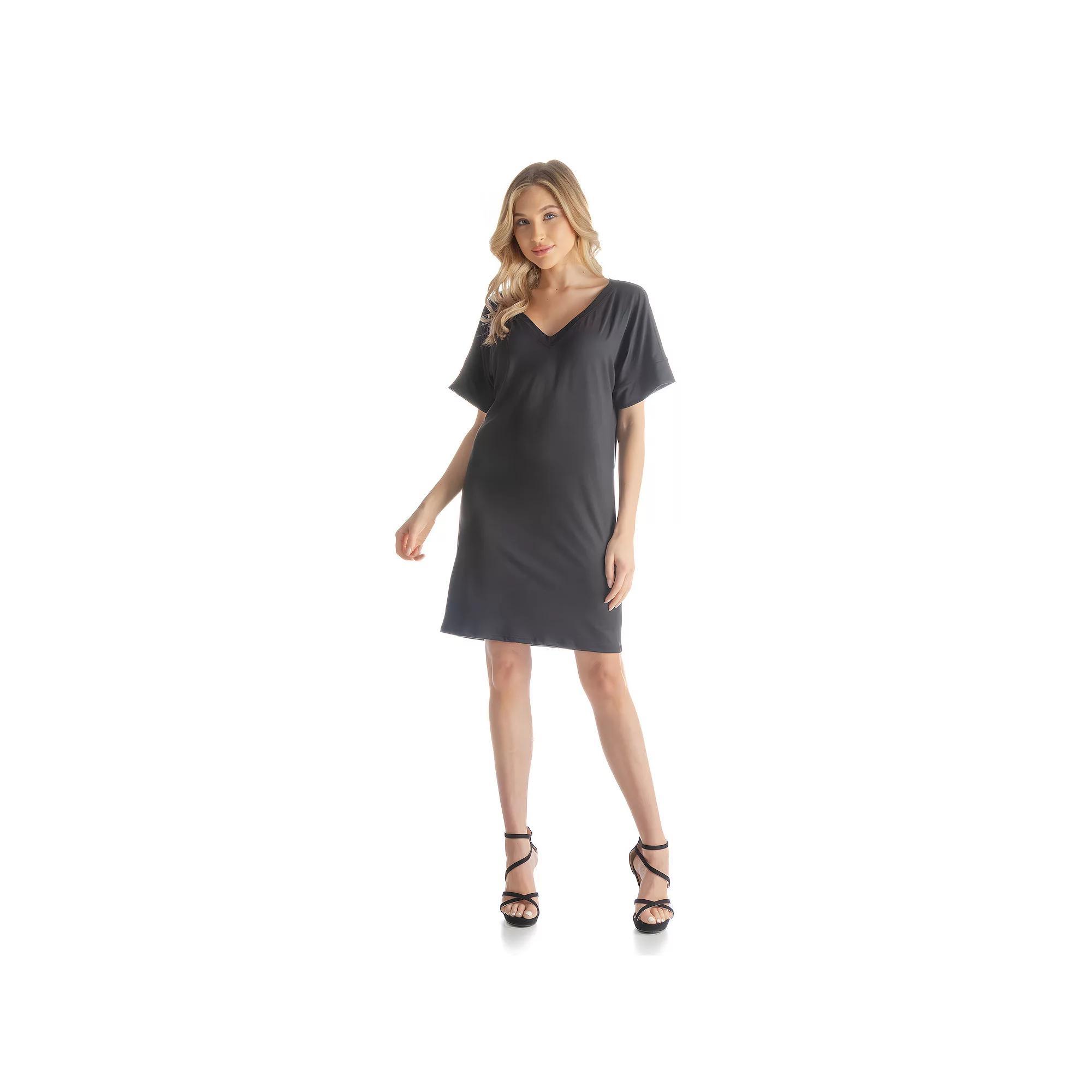 Women's 24Seven Comfort Apparel Loose Fit Tee Style Dress, Size: XXL, Black Product Image