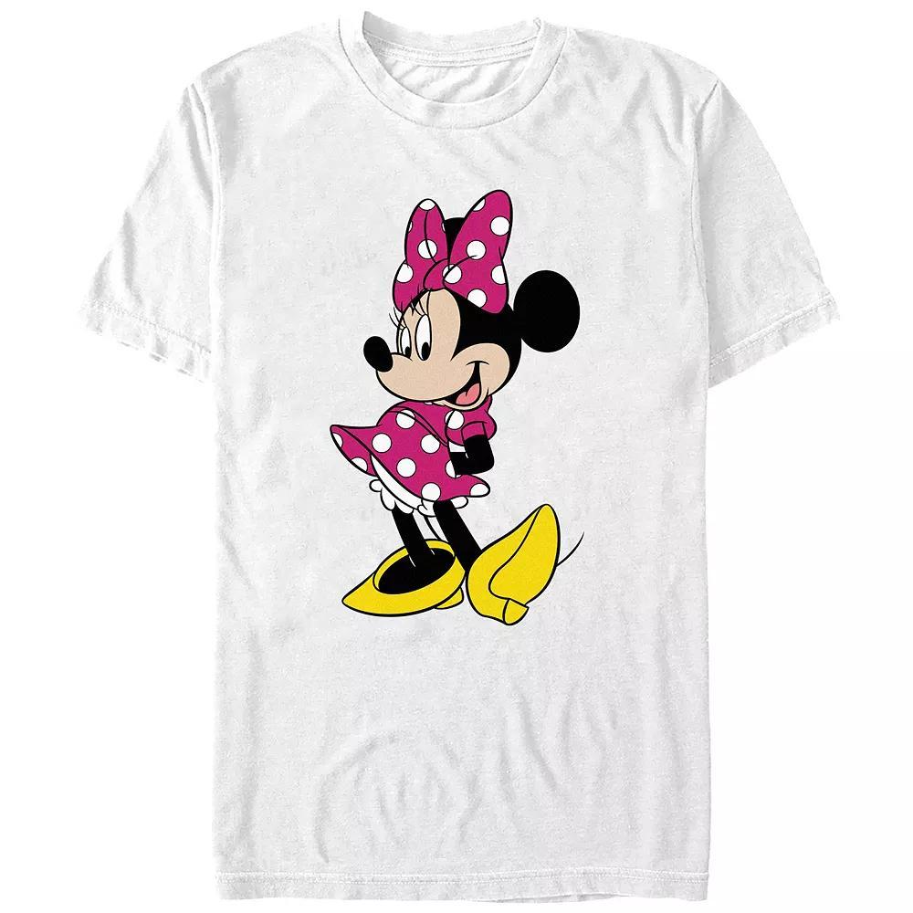 Disney's Minnie Mouse Wearing Pink Polka Dot Dress Juniors' Graphic Tee, Women's, Size: XXL, White Product Image