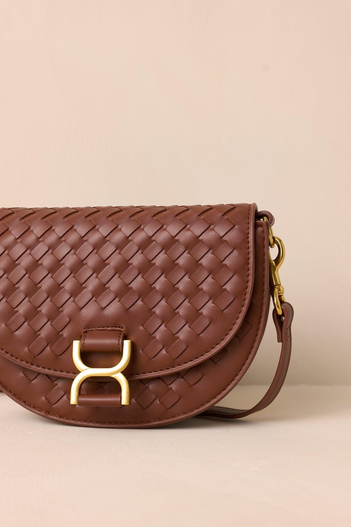 Tempest’s Call Chocolate Brown Woven Faux Leather Handbag Product Image