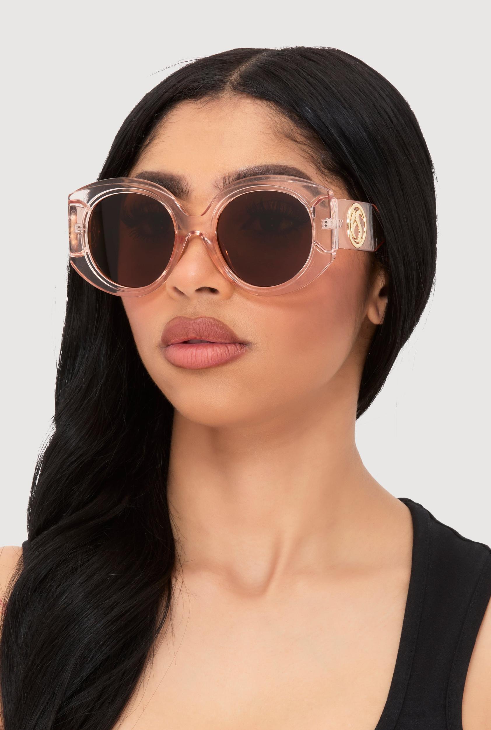 Retro Oversized Round Frame Sunglasses Female Product Image