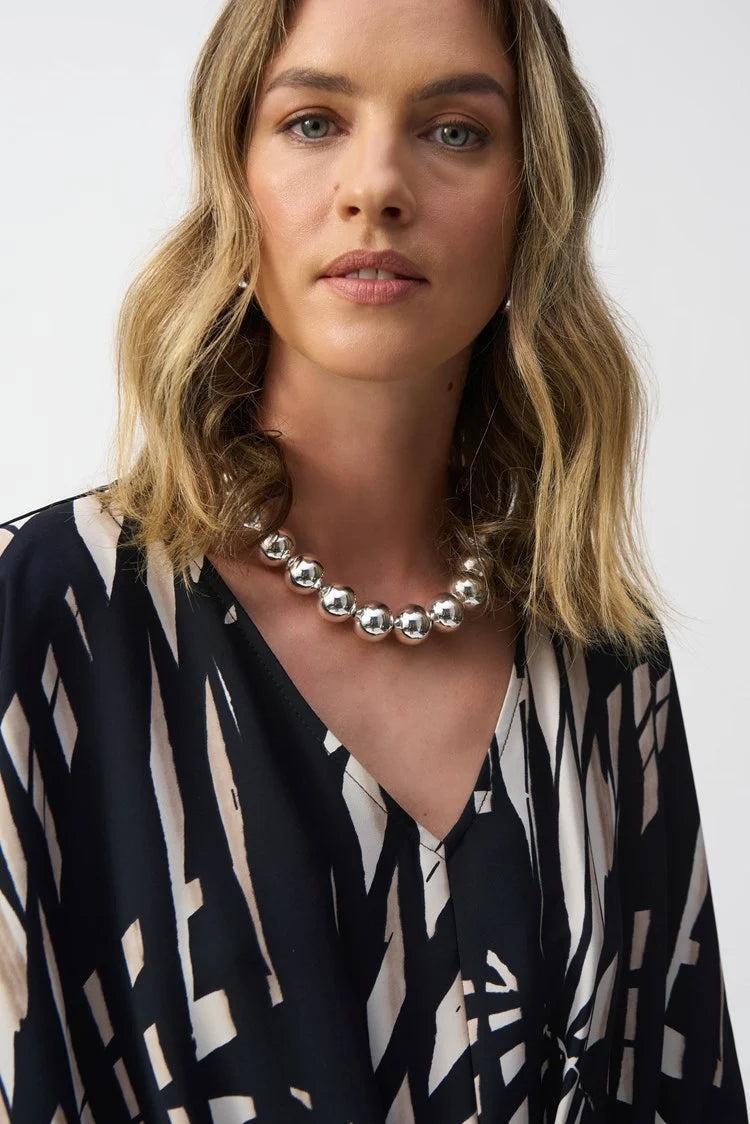 Woven Tropical Print Peplum Top Product Image
