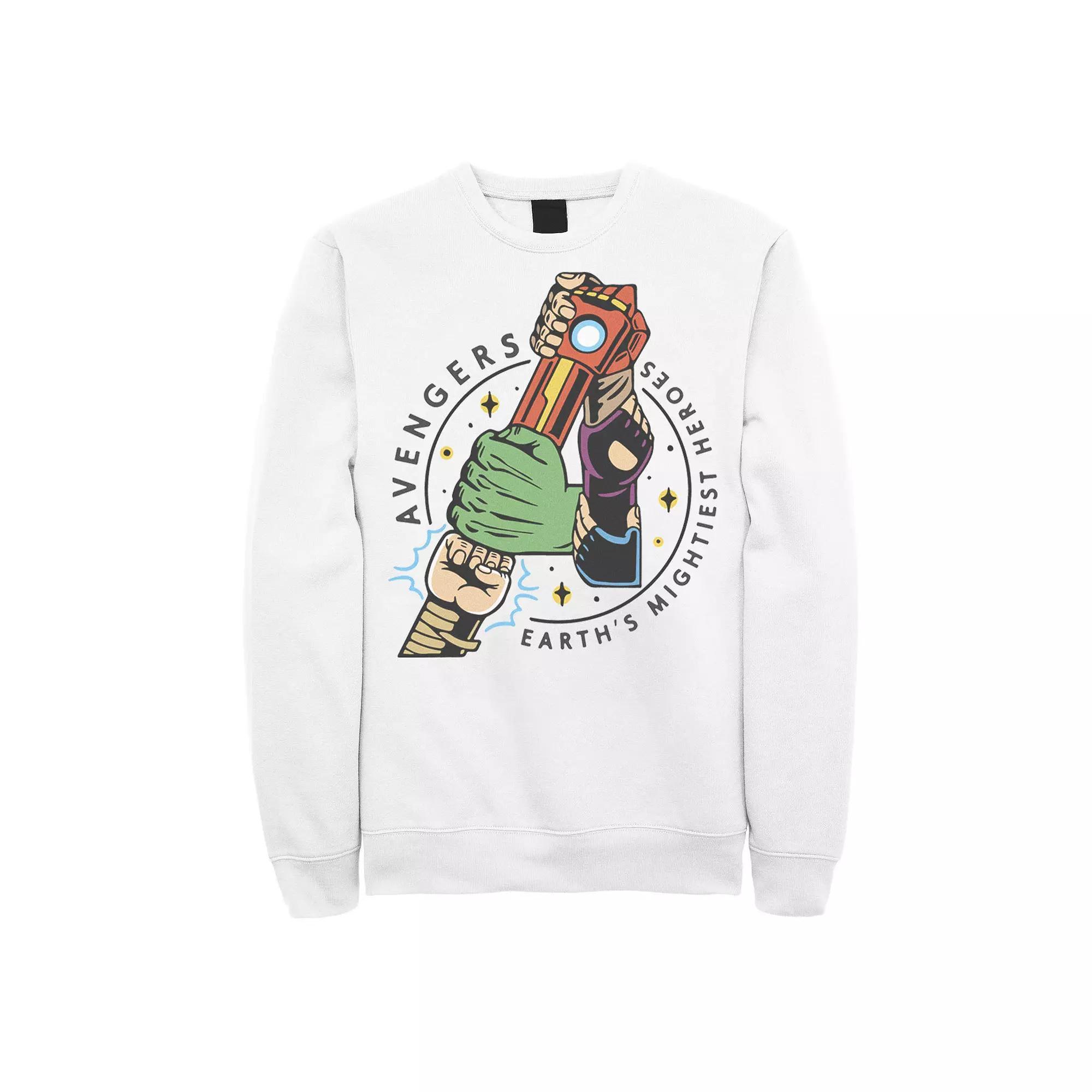 Men's Marvel Avengers Lock Arms Chest Logo Sweatshirt, Size: XL, White Product Image